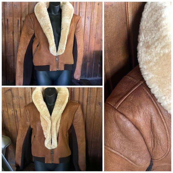 🚫SOLD🚫Doma Shearling Leather Jacket Coat Bomber - Picture 8 of 14